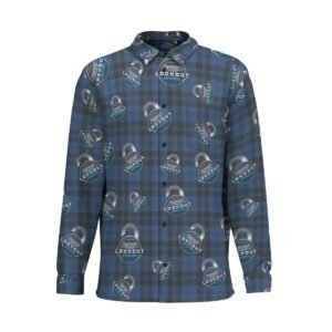 Papa's Lockout Diagonal Split Button-Up Shirt – Blue