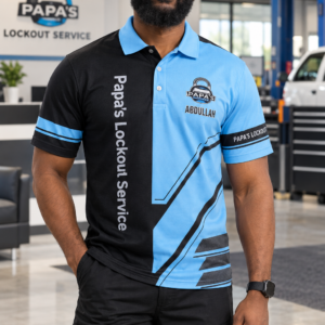 Papa's lockout Black & Sky Blue Polo
